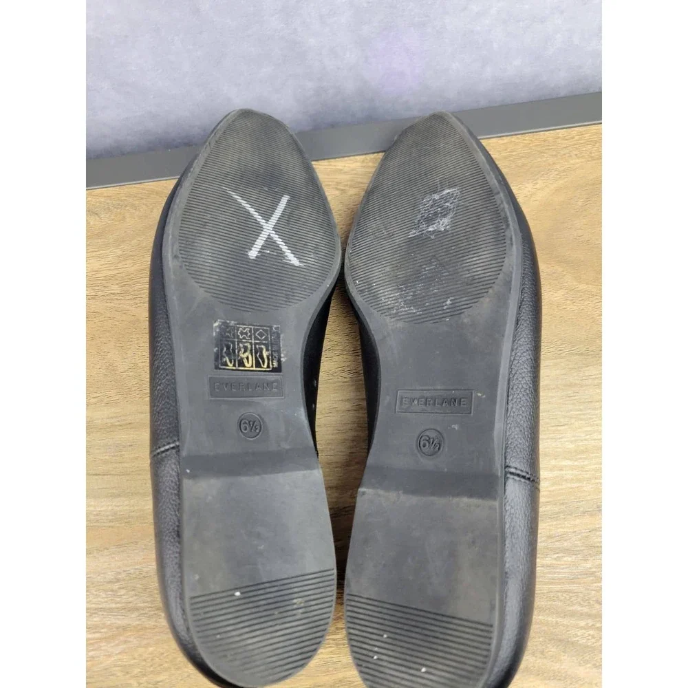 Everlane‎ The Day Glove Black Leather Pointed Toe Ballet Flats Women's Size 6.5 - Picture 6 of 8